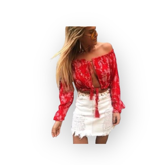 new LF Carmar  Nolan Ripped Destroy Waistband Mini Skirt  White Denim  2 26 S - Picture 2 of 16